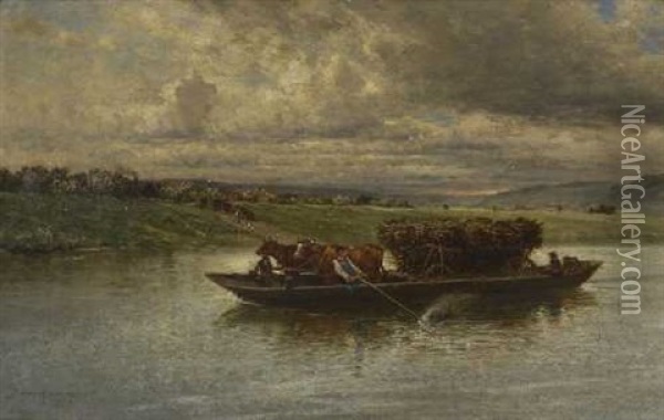 Mainfahre Oil Painting - Heinrich Ludwig Freiherr von Gleichen-Russwurm