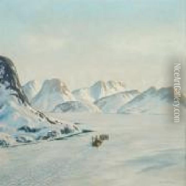 Landscape Fromgreenland Oil Painting - Emanuel A. Petersen