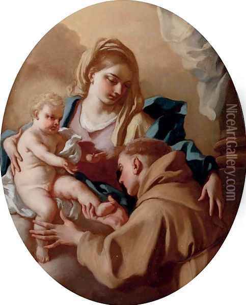 The Madonna and Child with Saint Francis Oil Painting - Francesco De Mura Naples