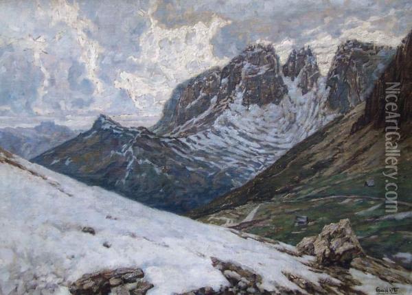 Schneebedeckte Hochgebirgslandschaft Oil Painting - Oswald Gette