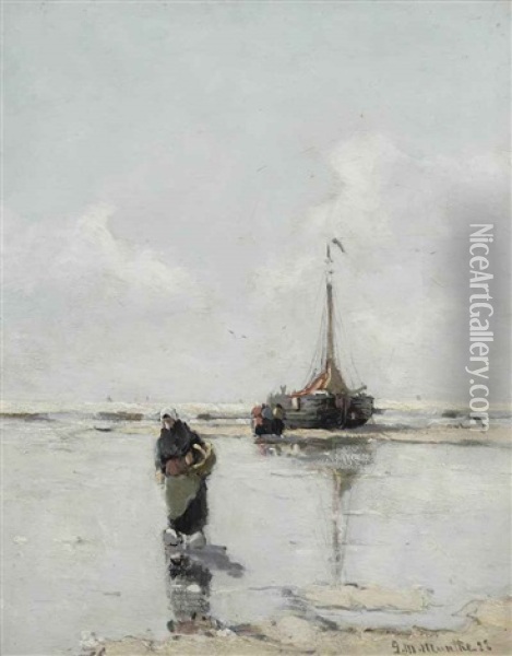 On The Beach Oil Painting - Gerhard Arij Ludwig Morgenstjerne Munthe