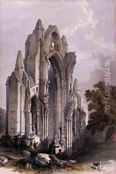 Guisborough Priory, Interior of the East End, from The Monastic Ruins of Yorkshire, engraved by George Hawkins 1819-52, 1842 Oil Painting - William Richardson