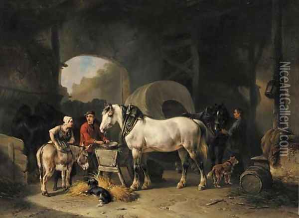 The return to the stable Oil Painting - Wouterus Verschuur