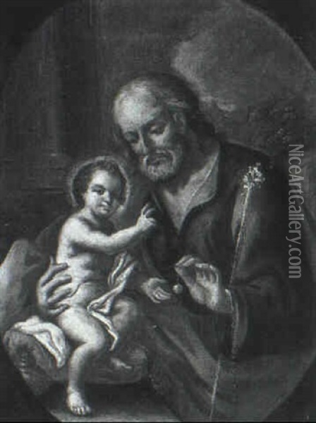 Saint Joseph With The Infant Christ Oil Painting - Jacopo Amigoni