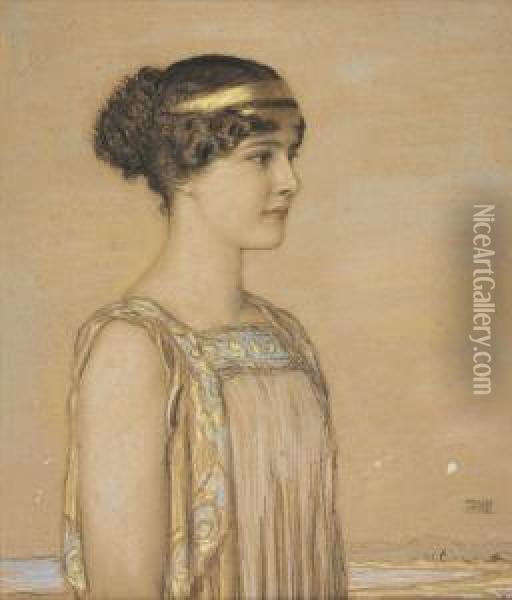Portrait Of Mary In Greek Costume Oil Painting - Franz von Stuck