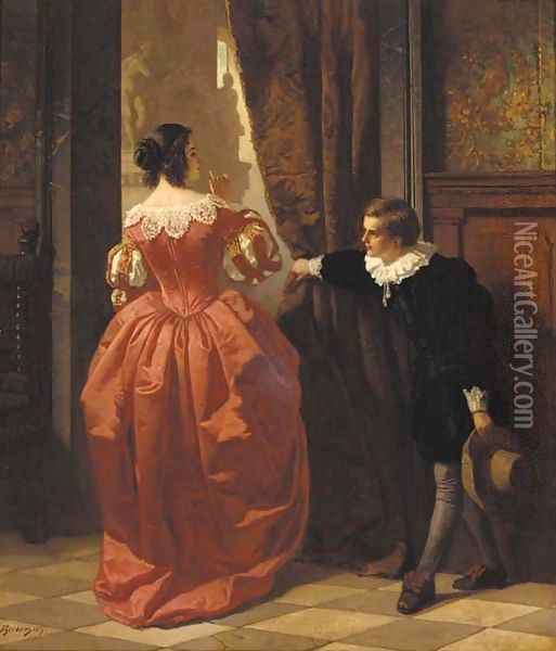 Behind the curtain Oil Painting - Carl Ludwig Friedrich Becker