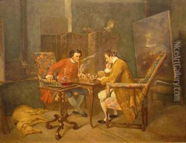 The Chess Players Oil Painting - Jean-Charles Meissonier