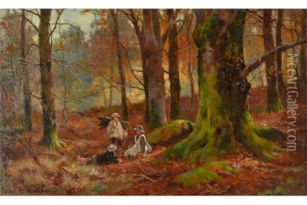 Woodland Children Oil Painting - Louis Bosworth Hurt