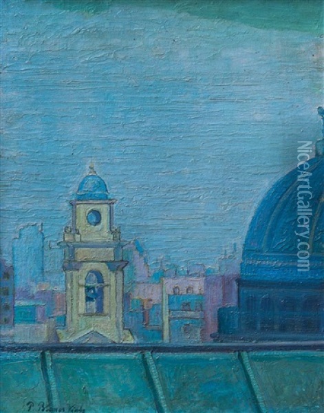 Cupula Y Campanario De La Catedral Oil Painting - Pedro Blanes Viale