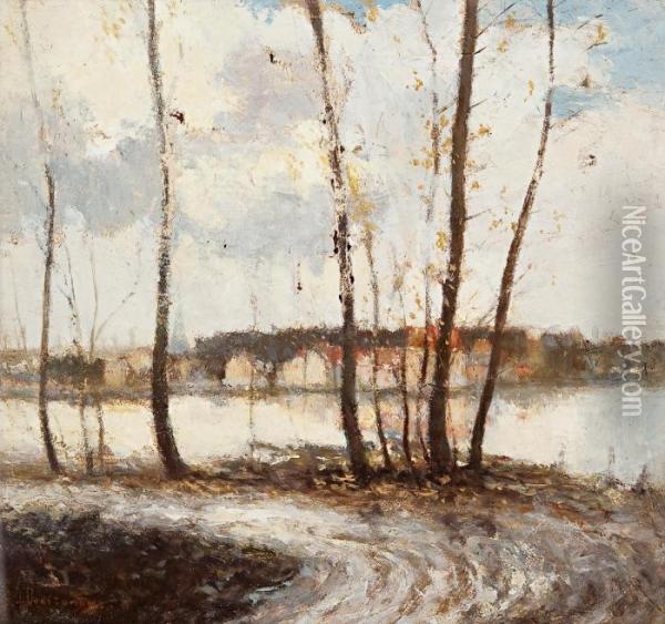 Autumn Landscape (in The Outskirts Of Paris) Oil Painting - Ivan Pavlovich Pokhitonov