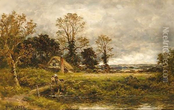 Rural Landscape Oil Painting - Benjamin Williams Leader