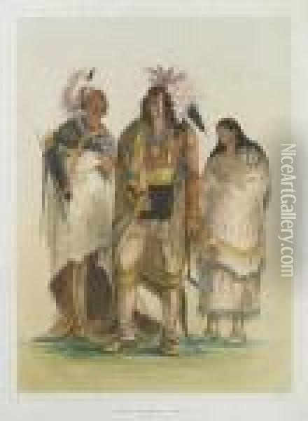 Group Of North American Indians, From Life Oil Painting - George Catlin