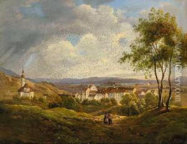 Oberbayerische Landschaft
Mit Bauernpaar Oil Painting - Martin Martin