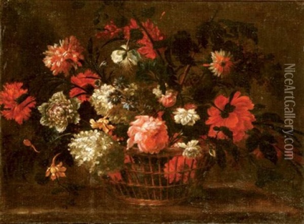 Corbeille De Fleurs Oil Painting - Jean-Baptiste Belin de Fontenay the Elder