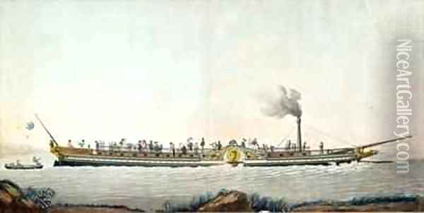 The Charles Philippe the first steamboat launched on the Seine Oil Painting - Philibert-Louis Debucourt