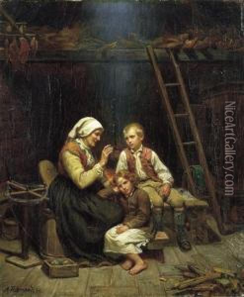 Bestemors Fortelling Oil Painting - Adolphe Tidemand