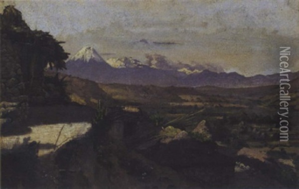 Sonnige Landschaft Mit Steinhutten Oil Painting - Frank Buchser