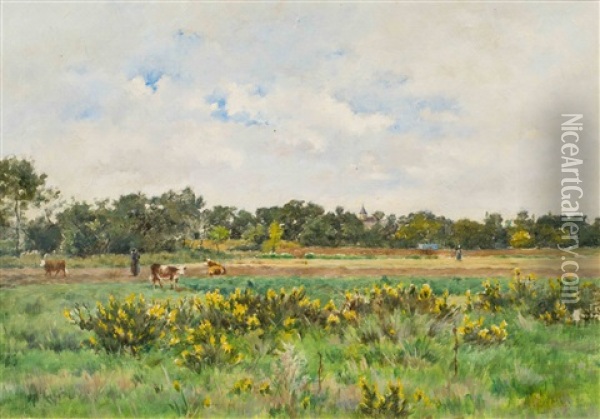 Parc A Moulins En Tonnerrois Oil Painting - Pierre Emmanuel Eugene Damoye
