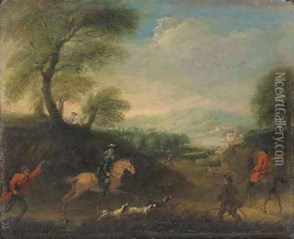 A stag hunt Oil Painting - Thomas Wyck