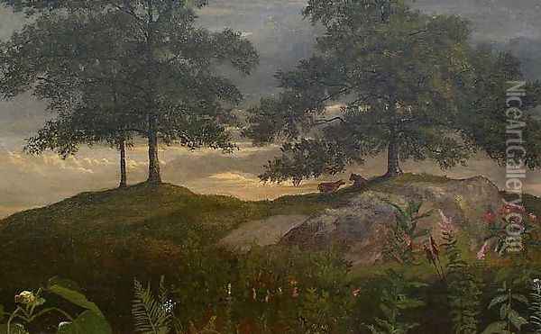 Landscape with Cows Oil Painting - Albert Bierstadt