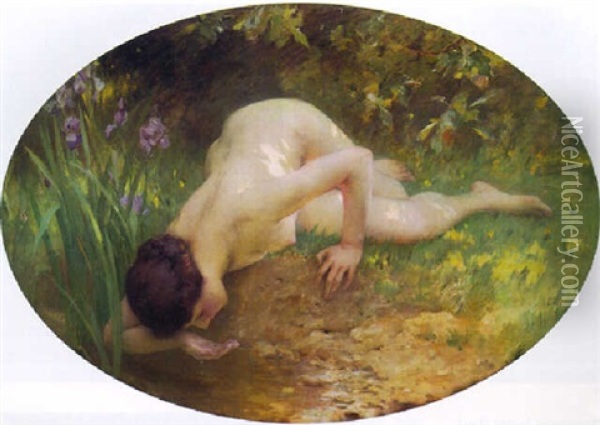 The Bather Oil Painting - Charles Amable Lenoir