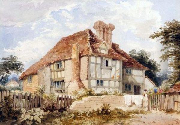 A Suffolk Cottage Oil Painting - William Page