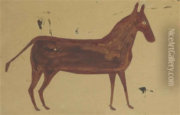 Brown Mule Oil Painting - Bill Traylor