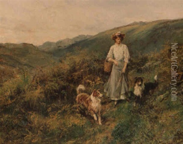 A Highland Path Oil Painting - Heywood Hardy