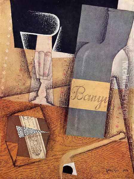 The Bottle Of Banyuls Oil Painting - Juan Gris