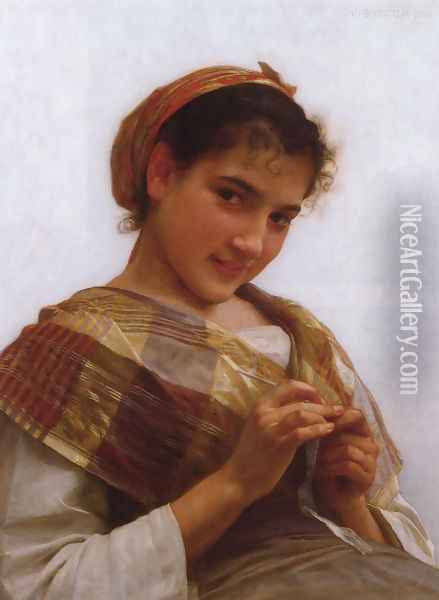 Jeune fille au crochet (Young girl crocheting) Oil Painting - William-Adolphe Bouguereau