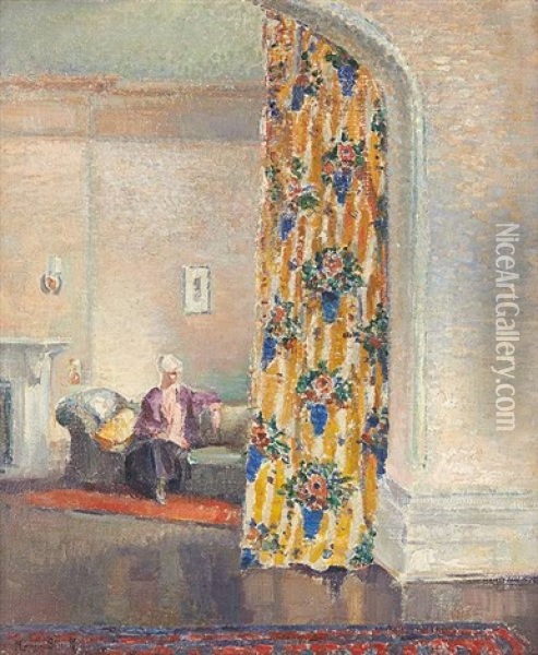 Interieur A La Tenture Fleurie Oil Painting - Maurice Blieck