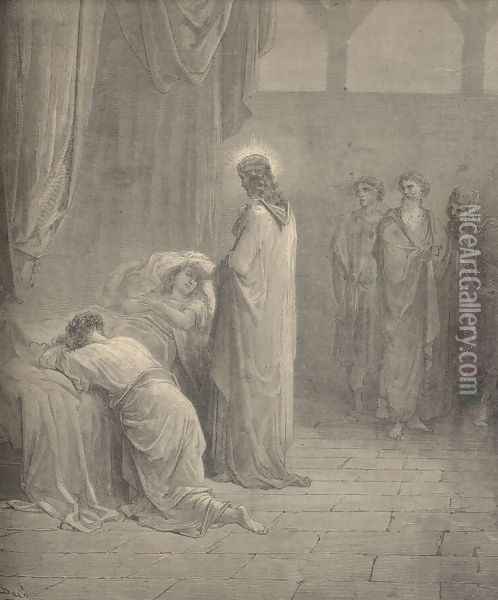 Raising Of The Daughter Of Jairus Oil Painting - Gustave Dore