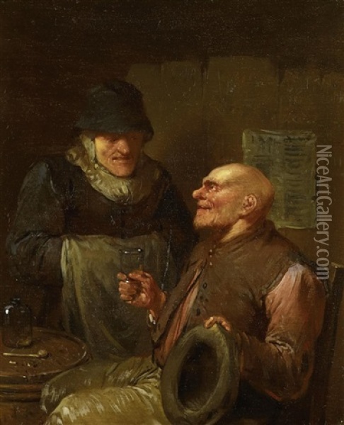 Zwei Herren Im Gesprach Oil Painting - Egbert van Heemskerck the Elder