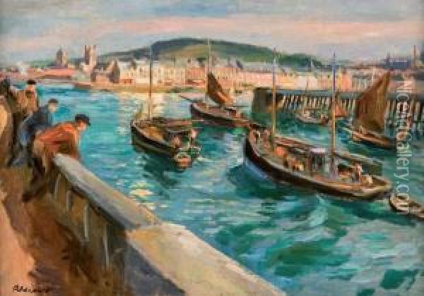 Port De Fecamp Oil Painting - Raymond Louis Lecourt