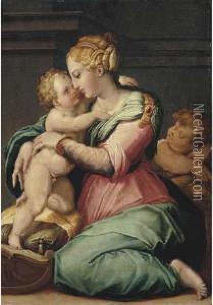 The Madonna And Child With The Infant Saint John The Baptist Oil Painting - Giorgio Vasari