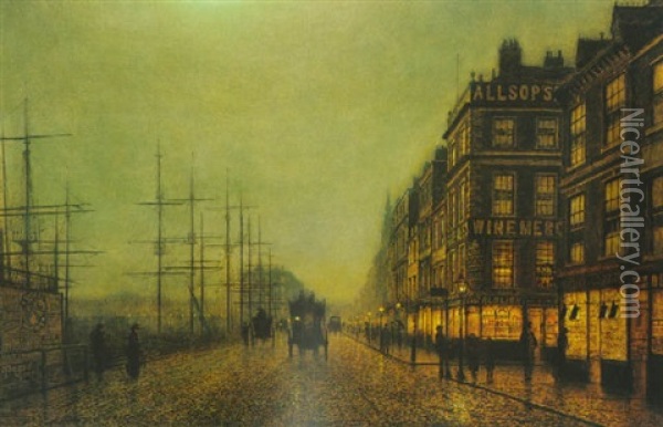 Rainy Evening, Liverpool Oil Painting - John Atkinson Grimshaw