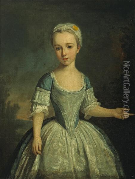 A Portrait Of A Young Girl,three-quarter-length Oil Painting - Bartholomew Dandridge