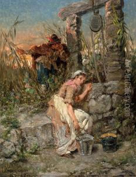 Bij De Waterput (1882) Oil Painting - Jose Serra Y Porson