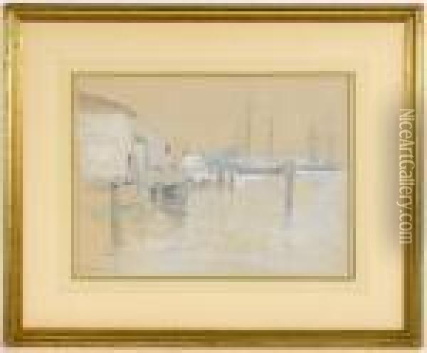 The Harbor Oil Painting - John Henry Twachtman