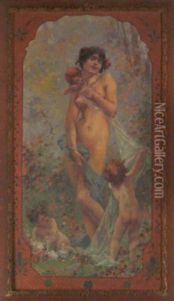 Allegorie Des Herbstes - Frierender Weiblicher Akt Oil Painting - Benedict Masson