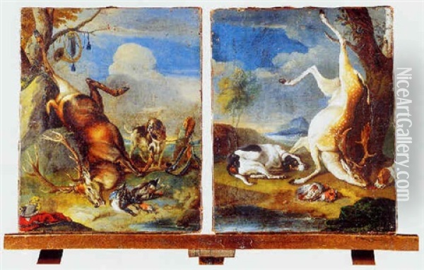 Trophee De Chasse Au Cerf Oil Painting - Johann Georg de Hamilton
