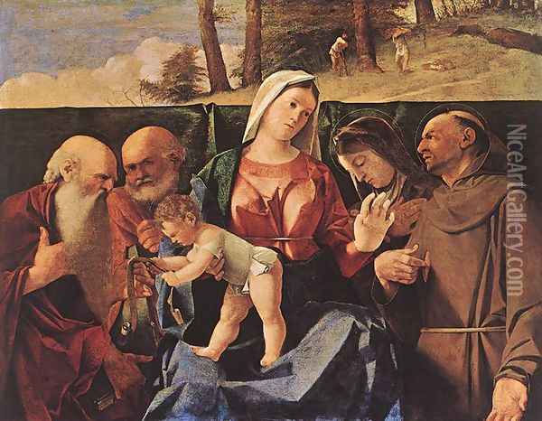 Madonna and Child with Saints c. 1506 Oil Painting - Lorenzo Lotto