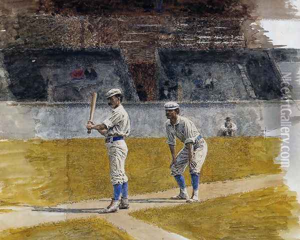 Baseball Players Practicing Oil Painting - Thomas Cowperthwait Eakins