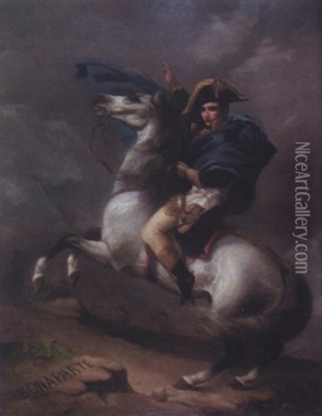 Napoleon (the First Consul) Crossing The Alps Via The Great Saint Bernard Pass Oil Painting - Jacques-Louis David