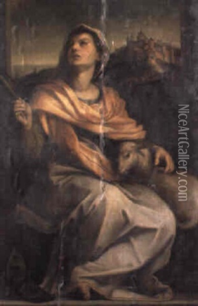 St. Agnes Oil Painting - Andrea Del Sarto