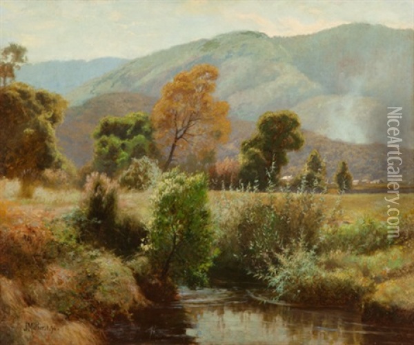 Landscape At Lillydale Oil Painting - John Mather