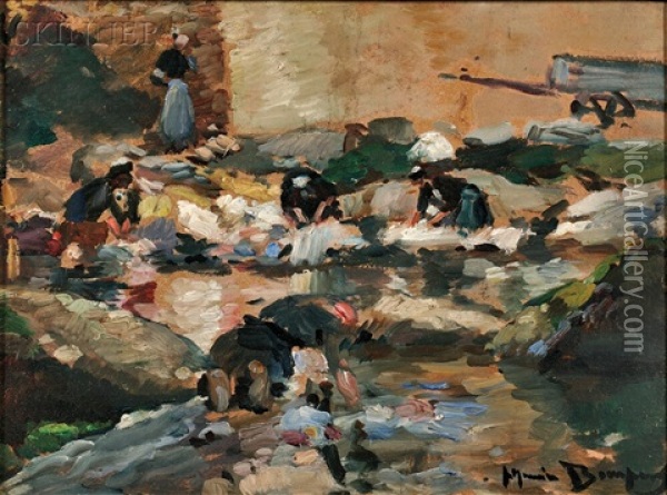 Les Lavandieres Oil Painting - Maurice Bompard
