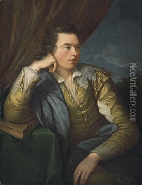 Portrait Of John Campbell, 4th Earl And 1st Marquess Of Breadalbane (1762-1834) In A Yellow Jacket With Lace Collar And Cuffs... Oil Painting - Angelika Kauffmann