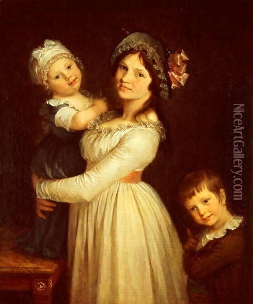 Family portrait of Madame Anthony and her children 1785 Oil Painting - Pal Mihaltz