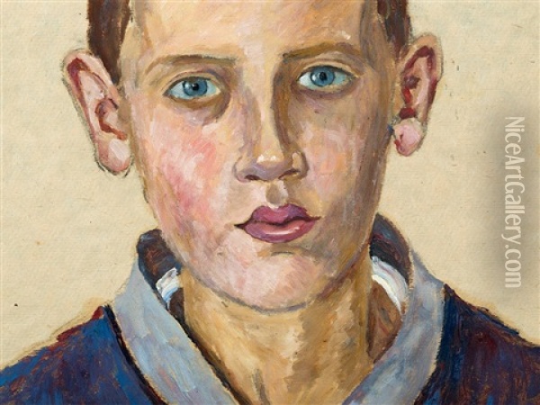 Young Man Oil Painting - Louise Wagner